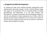 [Cognitive] child development