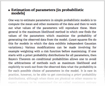 Estimation of parameters [in probabilistic models]