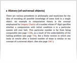 History [of universal objects]