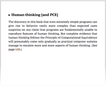Human thinking [and PCE]