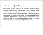 Growth rates [of halting times]