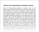 History [of computational complexity theory]