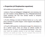 Properties [of Diophantine equations]