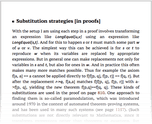 Substitution strategies [in proofs]