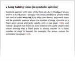 Long halting times [in symbolic systems]