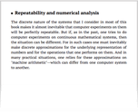 Repeatability and numerical analysis