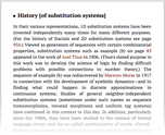 History [of substitution systems]