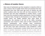 History of number theory