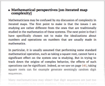 Mathematical perspectives [on iterated map complexity]