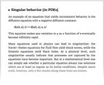 Singular behavior [in PDEs]
