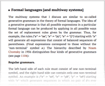 Formal languages [and multiway systems]
