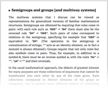 Semigroups and groups [and multiway systems]