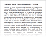 Random initial conditions in other systems