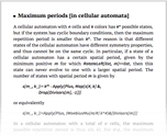 Maximum periods [in cellular automata]