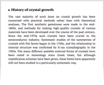 History of crystal growth