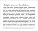 Biological systems and Maxwell's demon