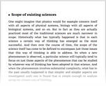 Scope of existing sciences