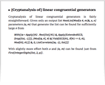 [Cryptanalysis of] linear congruential generators