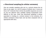 Directional sampling [in cellular automata]