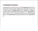 Gegenbauer functions