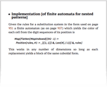 Implementation [of finite automata for nested patterns]