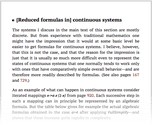 [Reduced formulas in] continuous systems