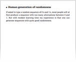 Human generation of randomness