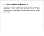 Pointer encoding [and memory]