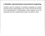[Number representations in] practical computing
