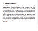 Diffraction patterns