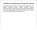 Efficiency of computations [in cellular automata]