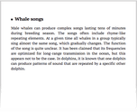 Whale songs
