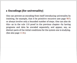 Encodings [for universality]