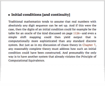 Initial conditions [and continuity]