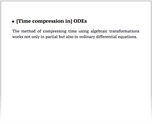 [Time compression in] ODEs