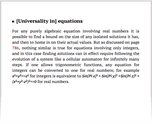 [Universality in] equations