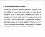 Relativism and equivalence