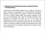 Amount of computation [and computational irreducibility]