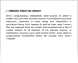 Intrinsic limits in science