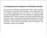 [Computational complexity of] finding outcomes