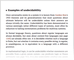 Examples of undecidability