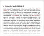 History [of undecidability]