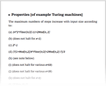 Properties [of example Turing machines]