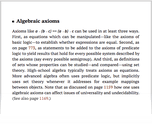 Algebraic axioms
