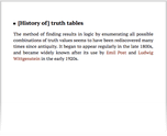 [History of] truth tables