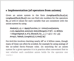 Implementation [of operators from axioms]