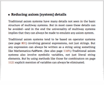 Reducing axiom [system] details