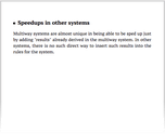 Speedups in other systems