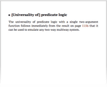 [Universality of] predicate logic