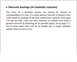 Network analogs [of symbolic systems]